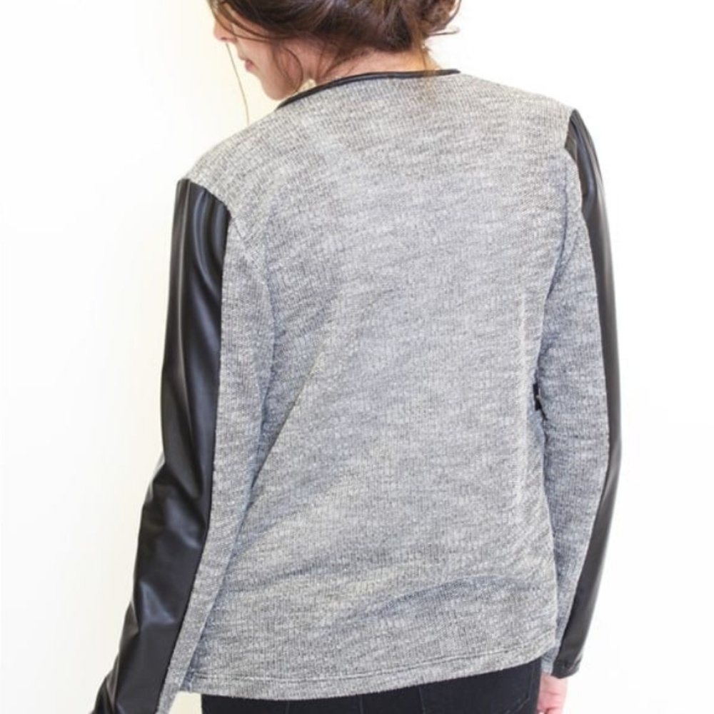 Zippered Faux Leather Paneled Jacket - Picture 5 of 5